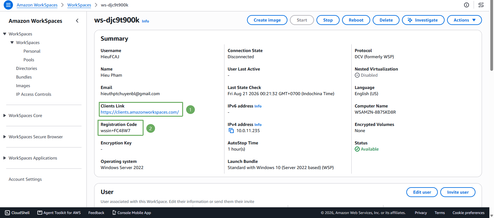 Access To Amazon WorkSpaces