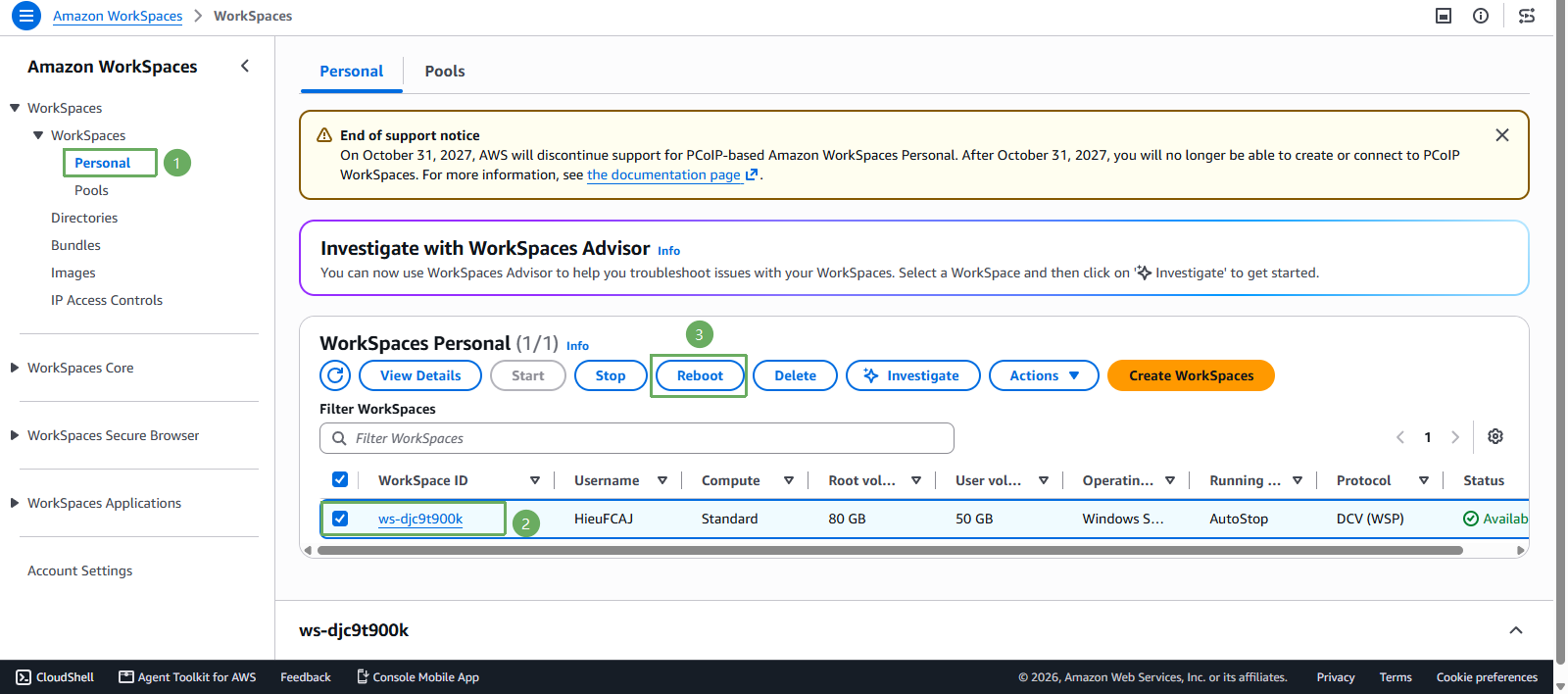 Access To Amazon WorkSpaces