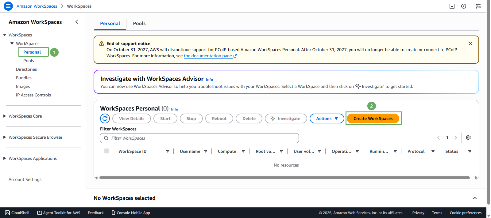 Deploy Amazon Workspace