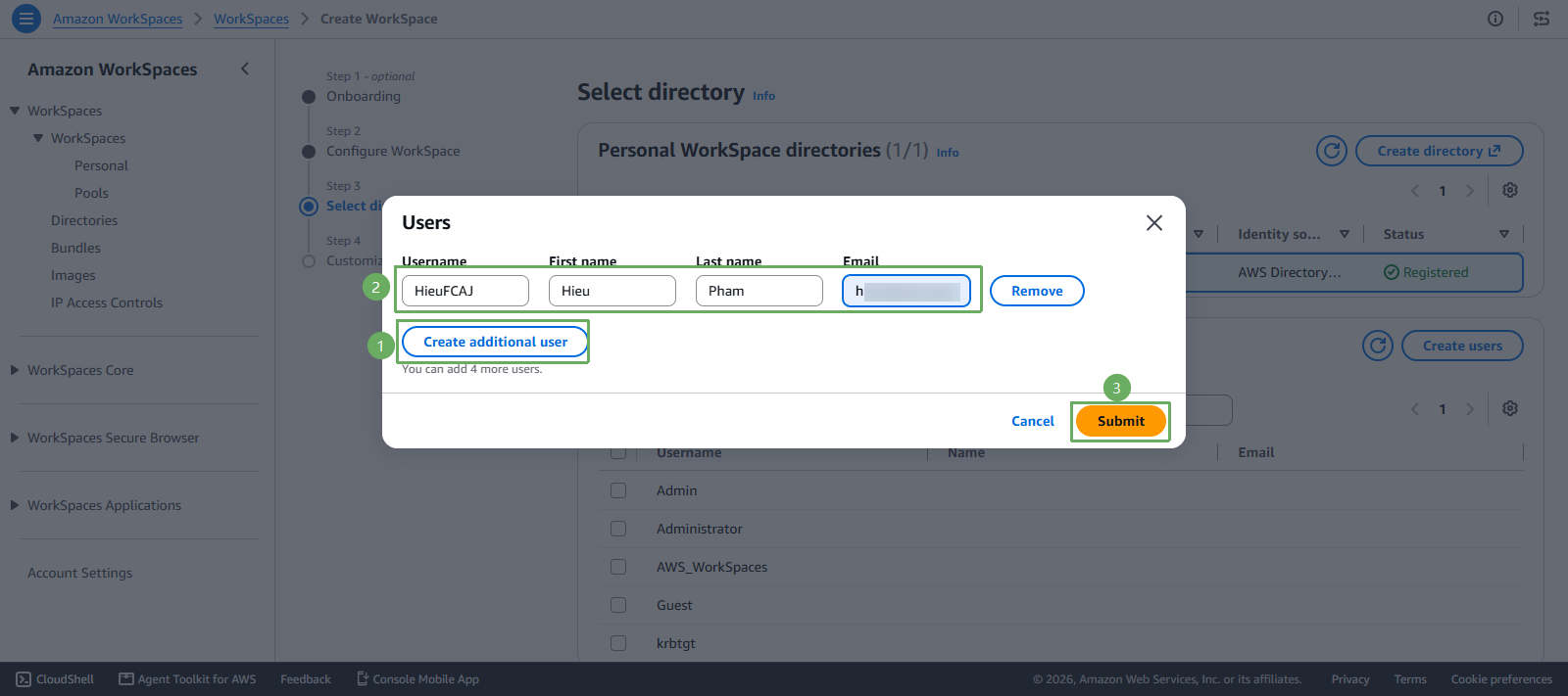 Deploy Amazon Workspace