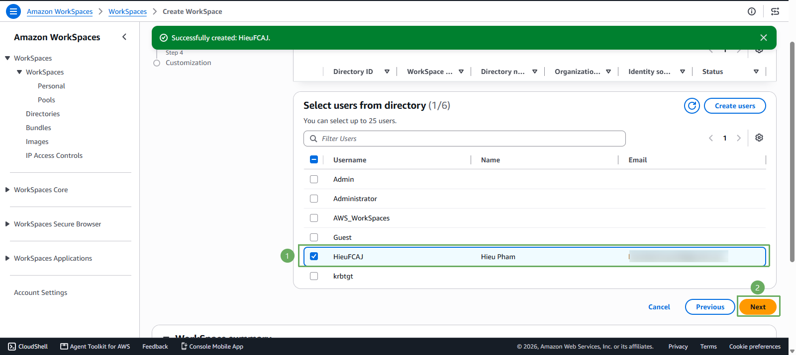 Deploy Amazon Workspace