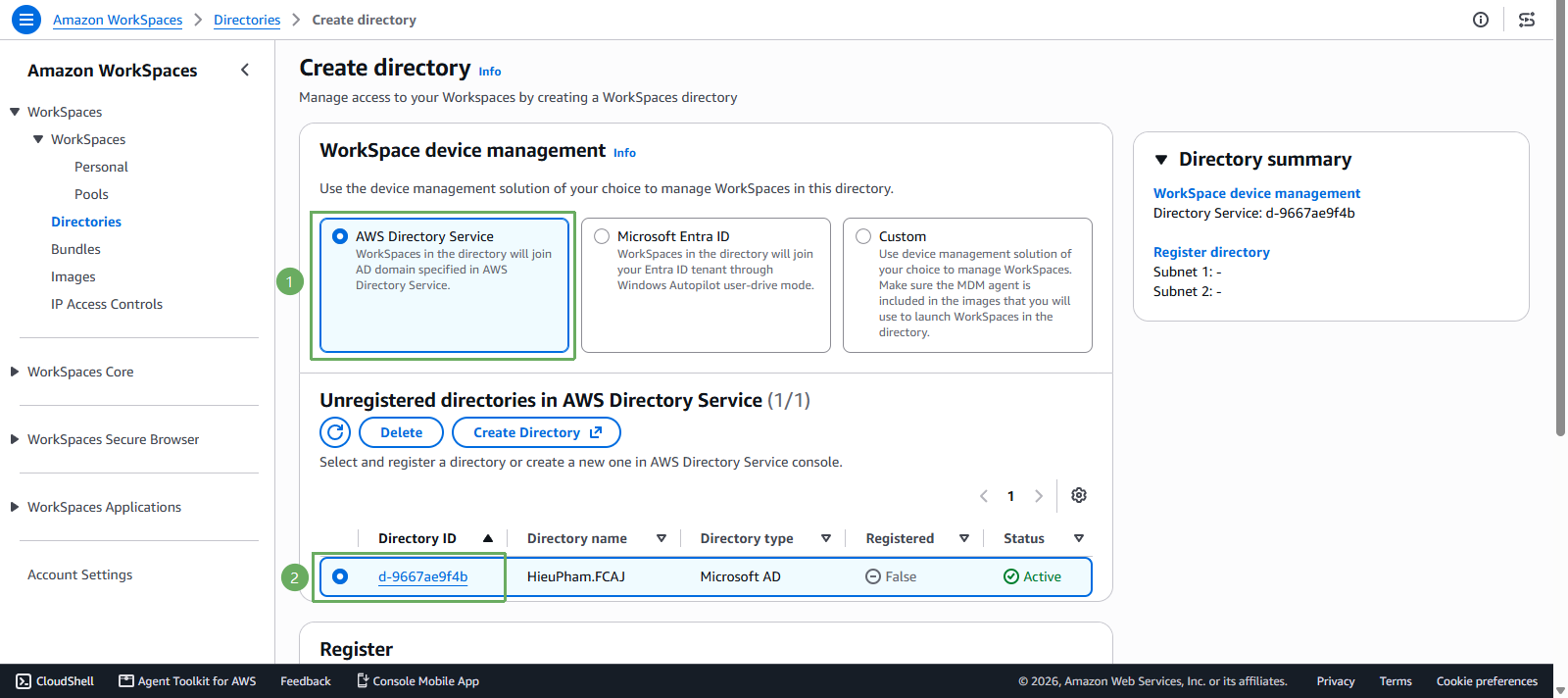 Deploy Amazon Workspace